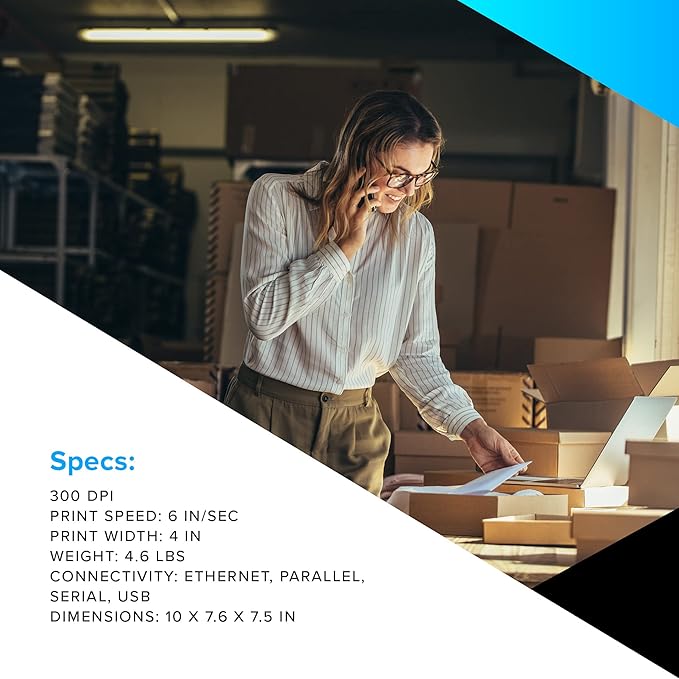 ZEBRA ZD621 Thermal Transfer Desktop Printer Color Touch LCD 300 dpi Print Width 4-inch USB Serial Ethernet ZD6A143-301F00EZ, Requires Thermal Ribbon for Use