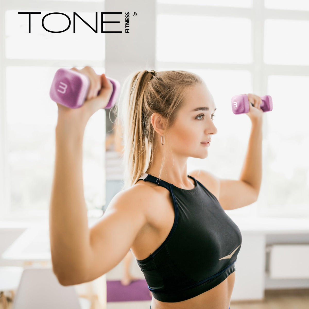 Tone Fitness 5 lb Neoprene Dumbbell Pair for Home Workouts – Non-Slip Design - Beige