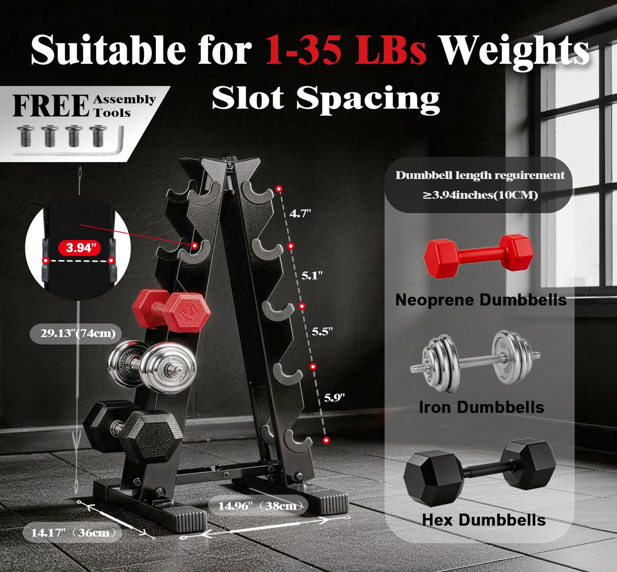 5 Tier Dumbbell Rack Weight Rack for Home Gym