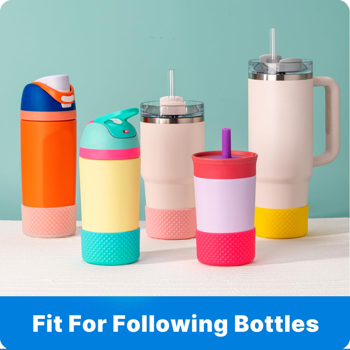 Bluwing Protective Silicone Boot for Owala Kids Water Bottle 14/16 oz, Silicone Sleeve for Stanley Tumbler 20-40oz, HydroFlask 12-24OZ(Rose Pink)