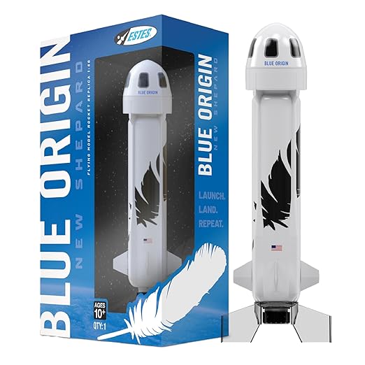 Estes 2198 Blue Origin New Shepard Rocket-Building Kit, Beginner Flying-Rocket-Model Kit for Ages 10+