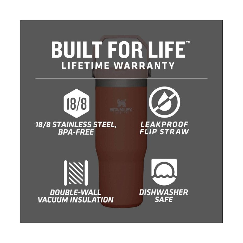STANLEY IceFlow Stainless Steel Tumbler - Vacuum Insulated Water Bottle for Home, and Car Reusable Cup with Straw Leak Resistant Flip Cold for 12 Hours or Iced for 2 Days, Grapefruit, 30 OZ / 0.89 L