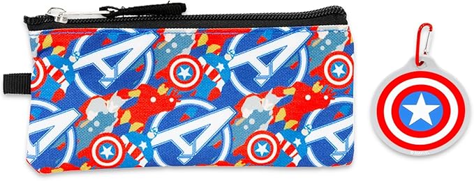 Marvel Captain America Backpack & Lunchbox For Boys - Bundle with 16" Captain America Backpack, Avengers Lunchbox, Tattoos, & More | Avenger School Bag