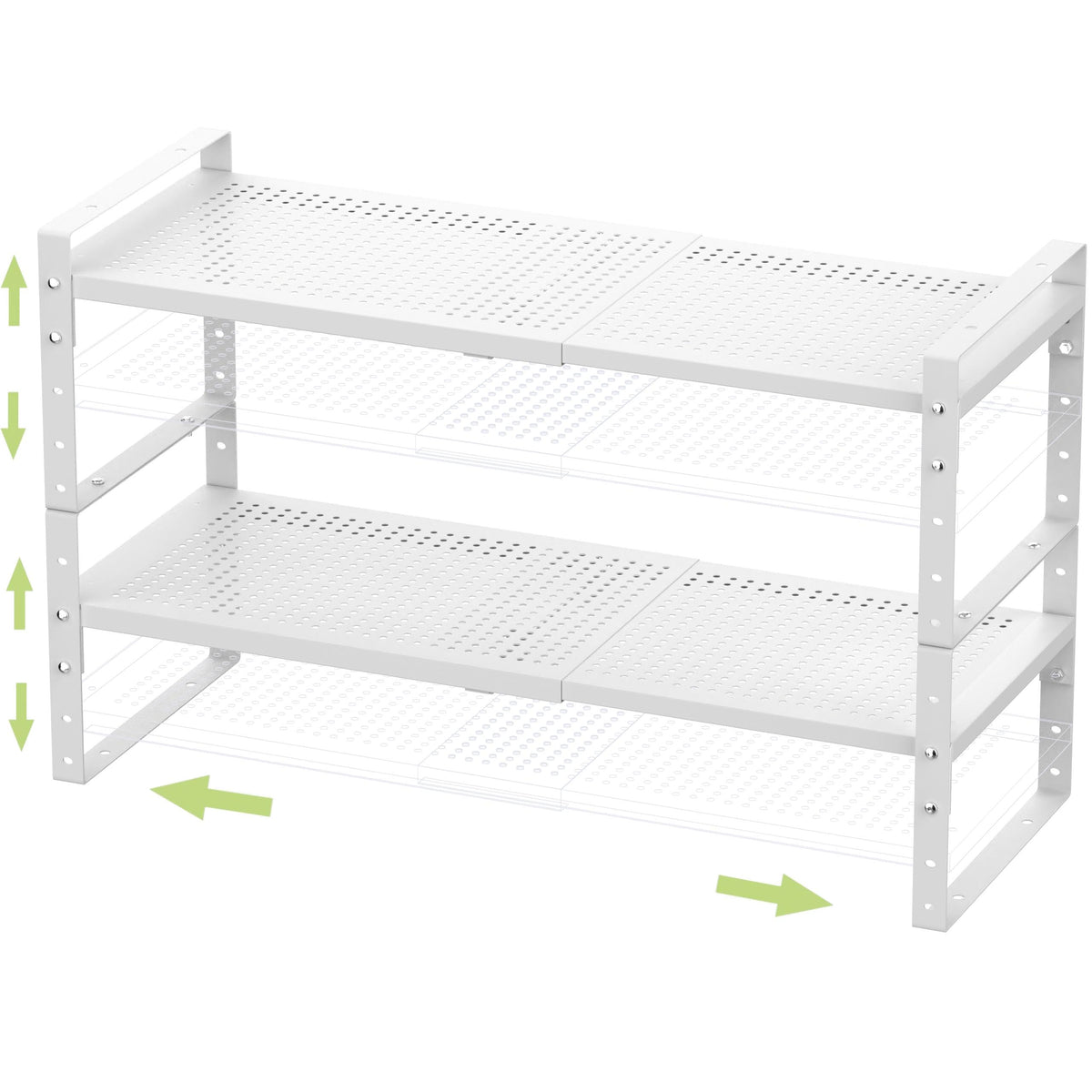 Jojocross Expandable Stackable Aadjustable Shoe Rack Pantry Shelf for Kitchen Cabinets Counter Shelves Countertop Cupboard Storage Solution,Sturdy Heavy-Duty Metal Construction(2Packs/Black/Medium)