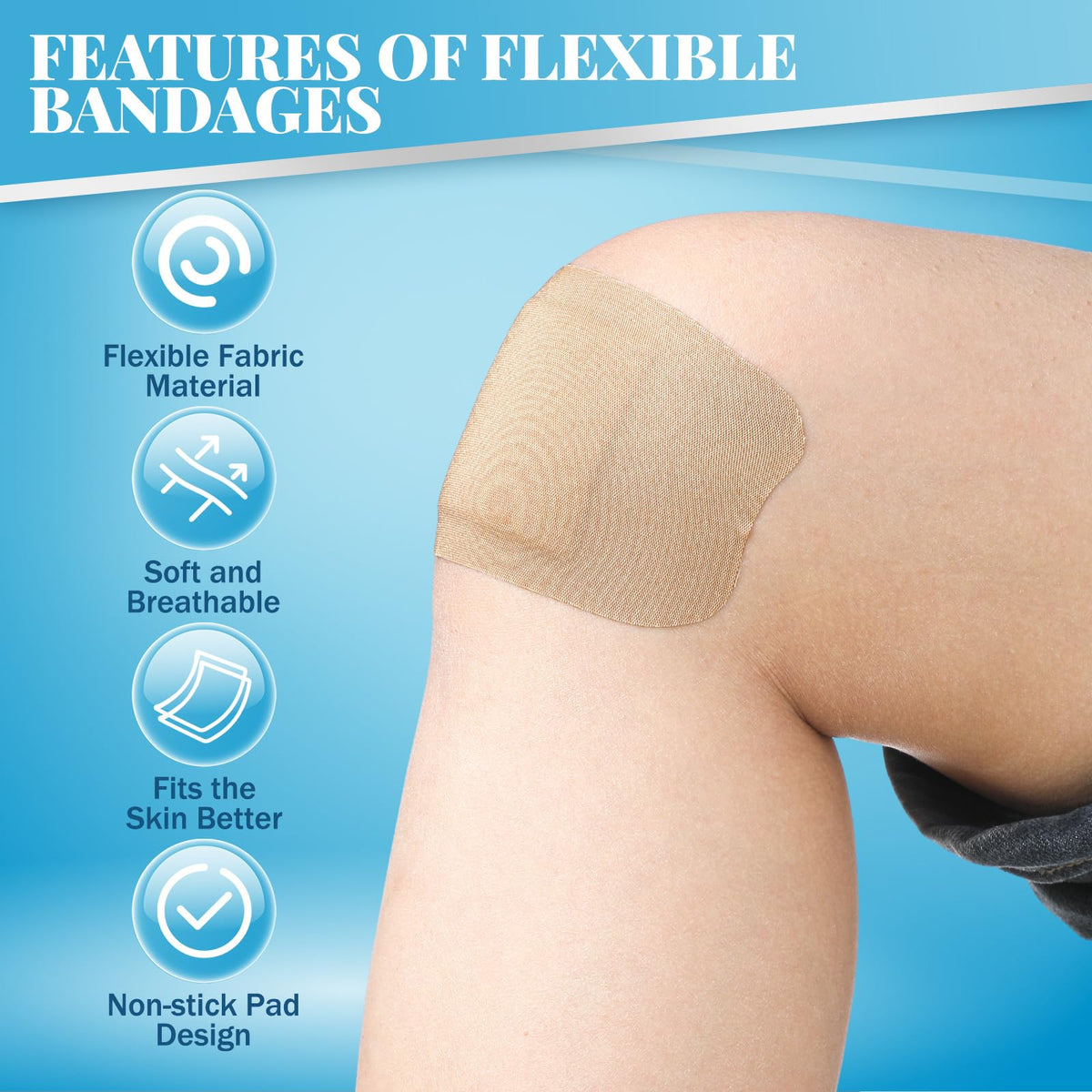 Geiserailie 20 Pcs Extra Large Flexible Adhesive Bandages 6"x3" Fabric Bandages with Non-Stick Pad Latex Free Painless Removal for Wound Care and First Aid