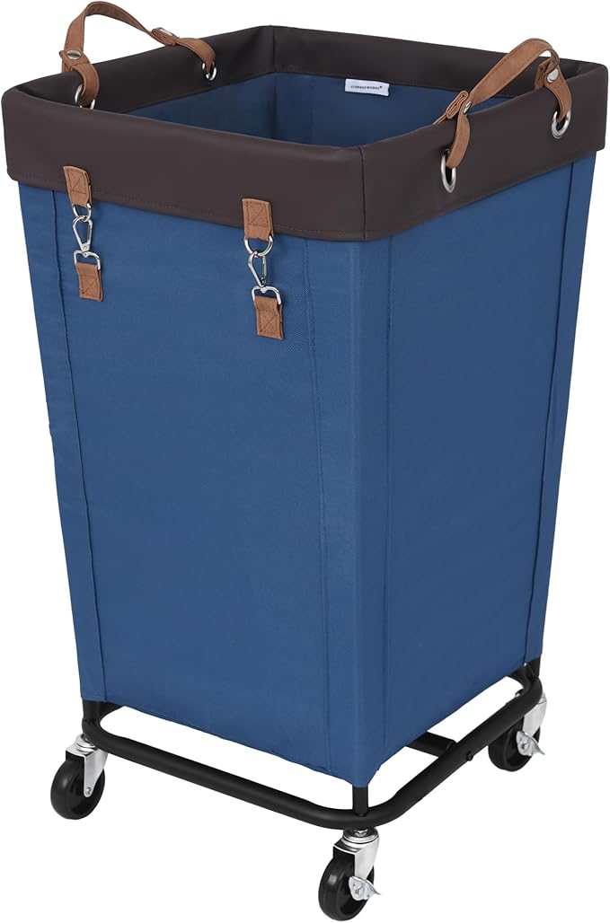 StorageWorks 160L Laundry Basket with Wheels, Large Rolling Hampers for Clothing Organizer, Dirty Clothes Basket for Hotel, Home, Closet, Dorm, Blue