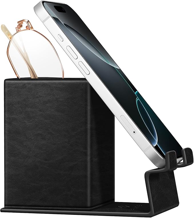 FINTIE Pencil Holder With Phone Stand, Eyeglasses Holder, Desktop Organizer Nightstand Accessories Office Supplies Case