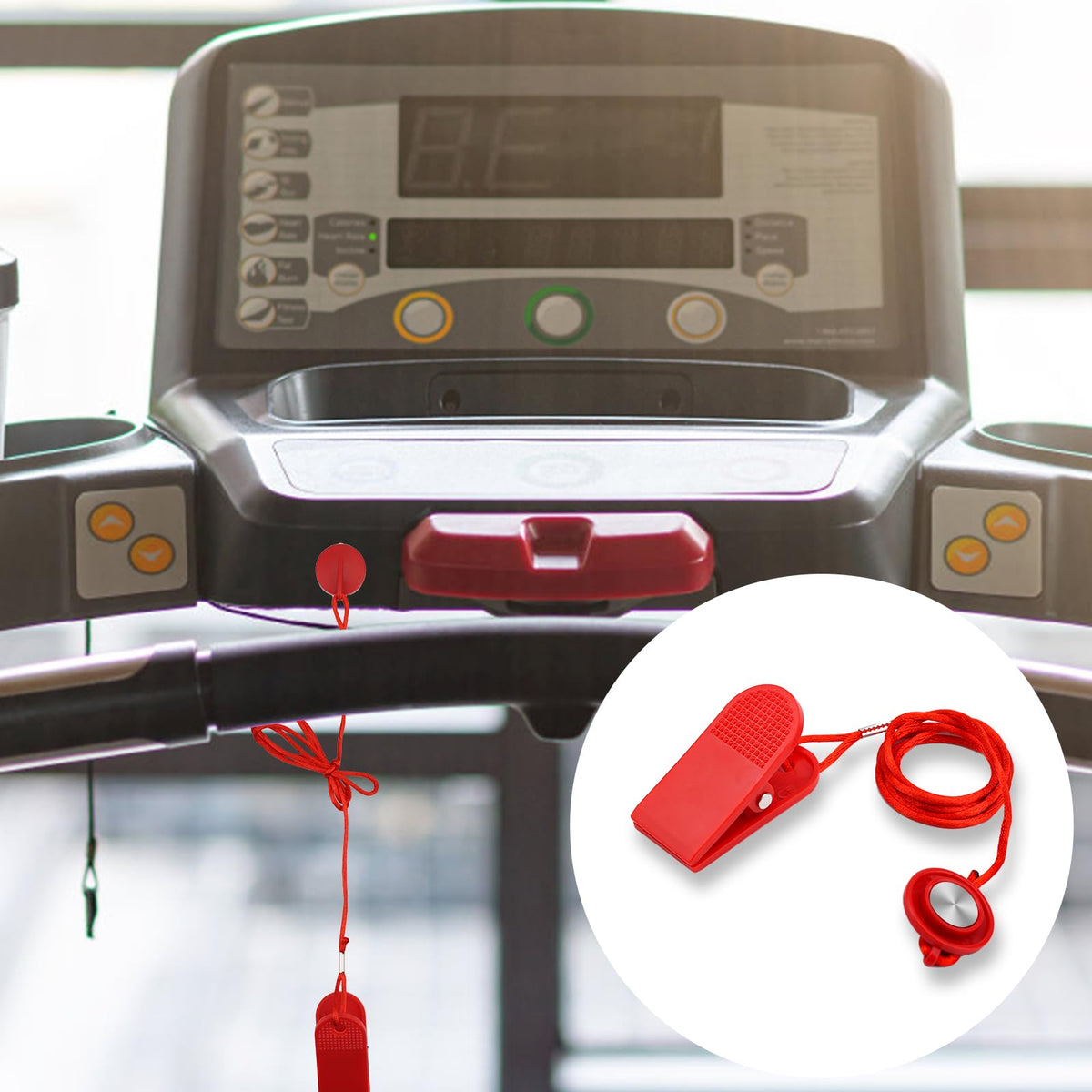 NQEUEPN Universal Treadmill Magnetic Safety Key, Round Magnetic Emergency Stop Switch with Clip Compatible with Most Treadmills (Red)