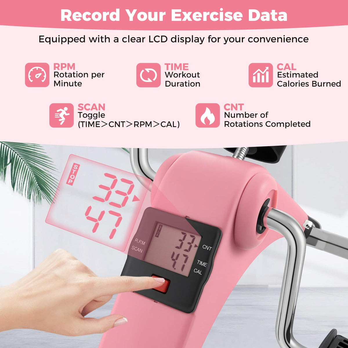 GYMAX Pedal Exerciser, Under Desk Bike Foldable with LCD Display for Arms & Legs Workout, Portable Mini Exercise Bike for Seniors Office Home Fitness
