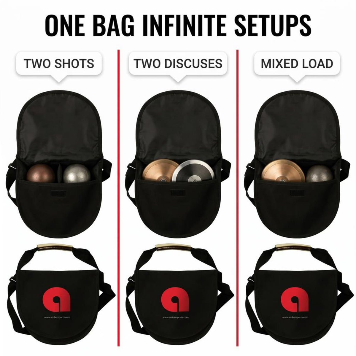 Amber Fight Gear Discus & Shot Put Carrier Bag Ultimate Track & Field Equipment Transport Solution for Meets, Practices, Competitions - Durable, Versatile, and Convenient