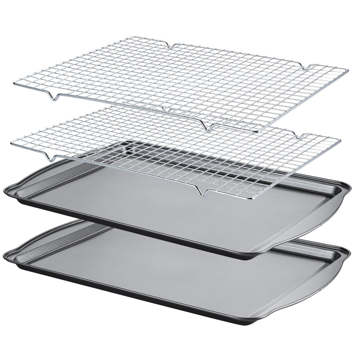 Gymdin Baking Sheet with Cooling Racks - 17'' x 11" x 0.5" Carbon Steel Cookie Sheets for Baking [2 Sheets + 2 Racks], Nonstick Baking Pans, Perfect for Baking, Roasting, and More