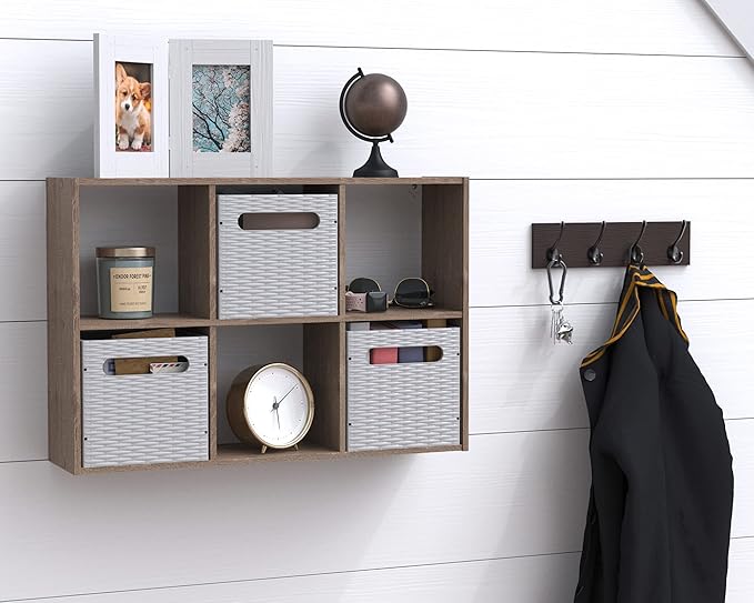 ClosetMaid Mini 6-Cube Desktop or Wall Mount Organizer, Weathered Teak