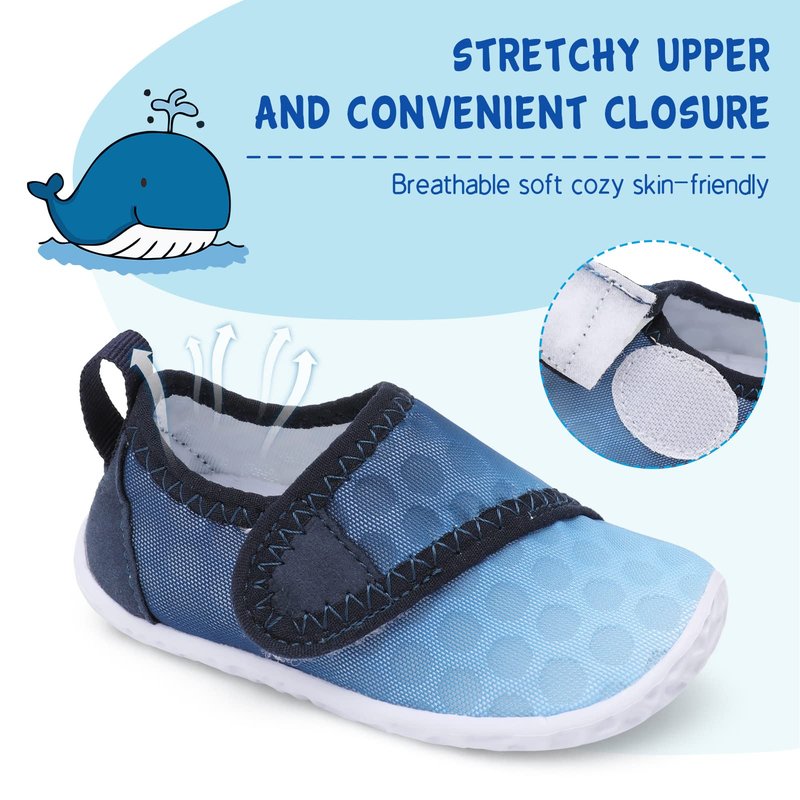 LeIsfIt Kids Water Shoes Toddler Girls Boys Swim Shoes Outdoor Quick-Dry Breathable Aqua Socks for Beach Pool Surf, Gradient Blue, 1 Big Kid