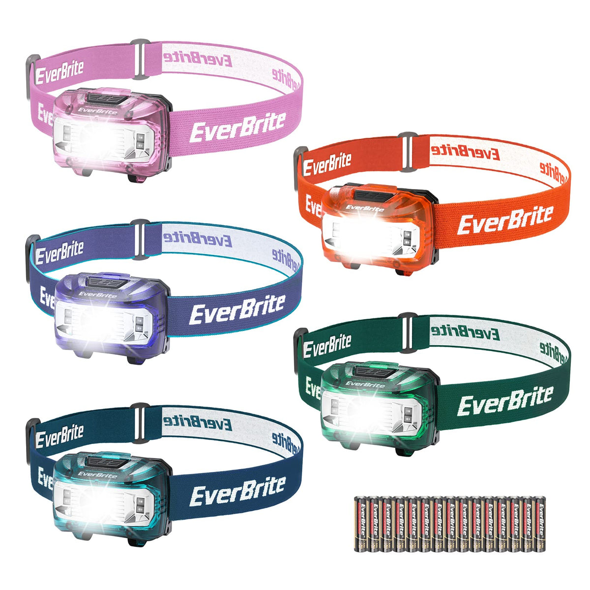 EverBrite Headlamp, 5 Pack LED Head Lamp for Kids & Adults, Red Light