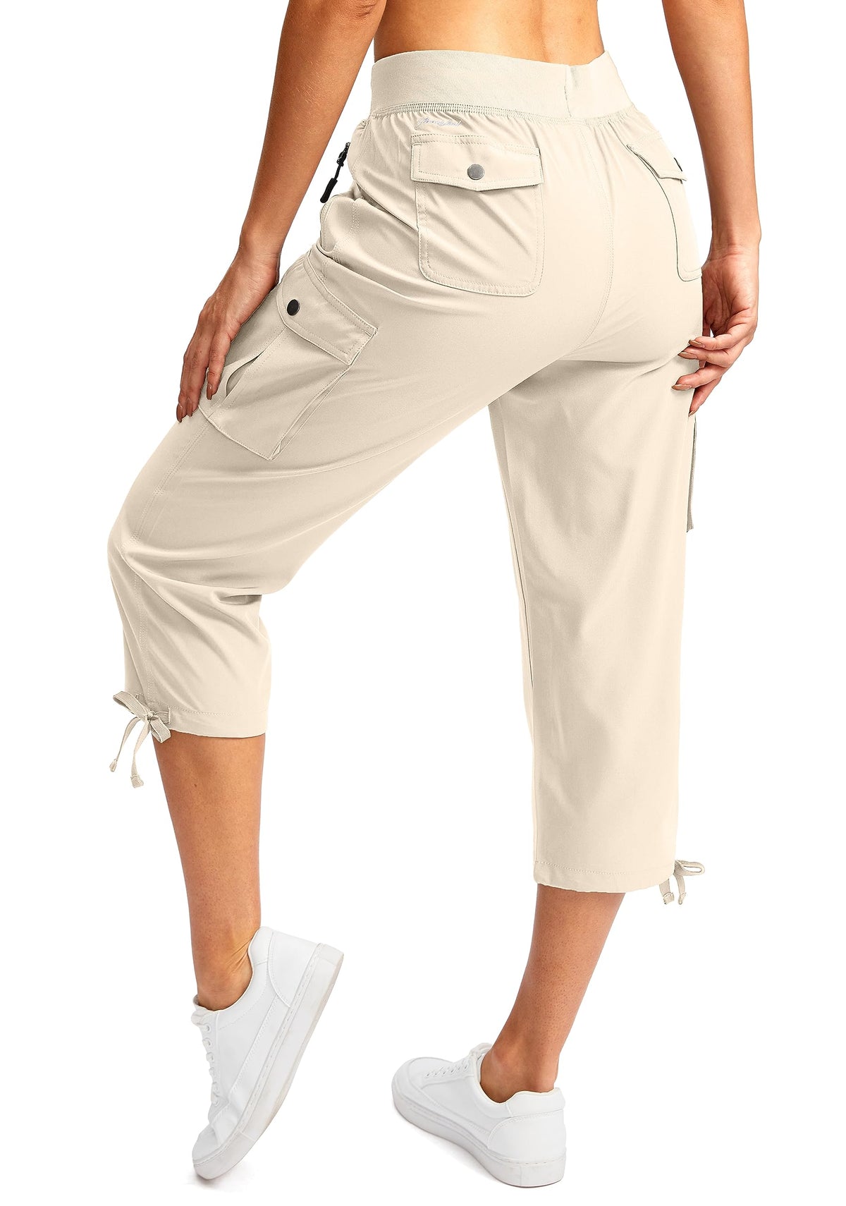 Soothfeel Women's Cargo Capris Pants with 6 Pockets Lightweight Quick Dry Travel Hiking Summer Pants for Women Casual (Beige, 3XL)