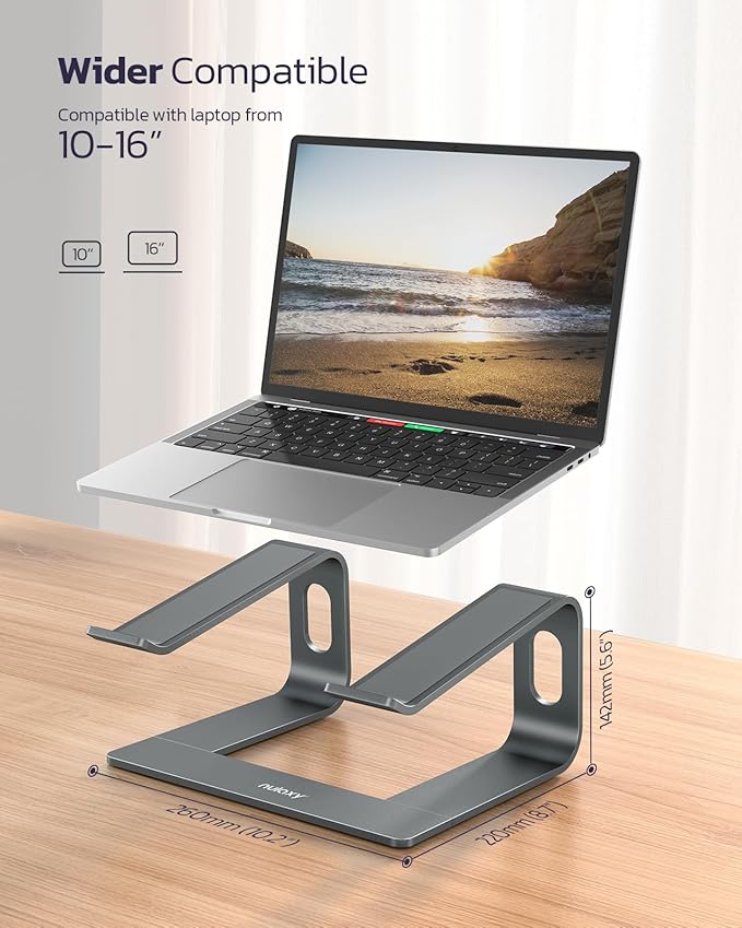 Nulaxy Fully Aluminum Detachable Laptop Stand, Ergonomic Ventilated Cooling Laptop Holder Computer Riser for Desk, Anti-Slip Design Notebook Stand Compatible with All 10-16" MacBook/Dell XPS/HP/Lenovo