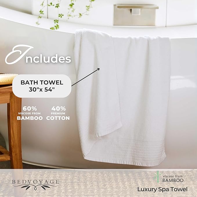 BedVoyage Luxury Bath Towel - Ultra Soft Plush Bathroom Towel - Highly Absorbent Viscose from Bamboo Bath Towels Ultra Soft - Spa Towels for Body - Cloud