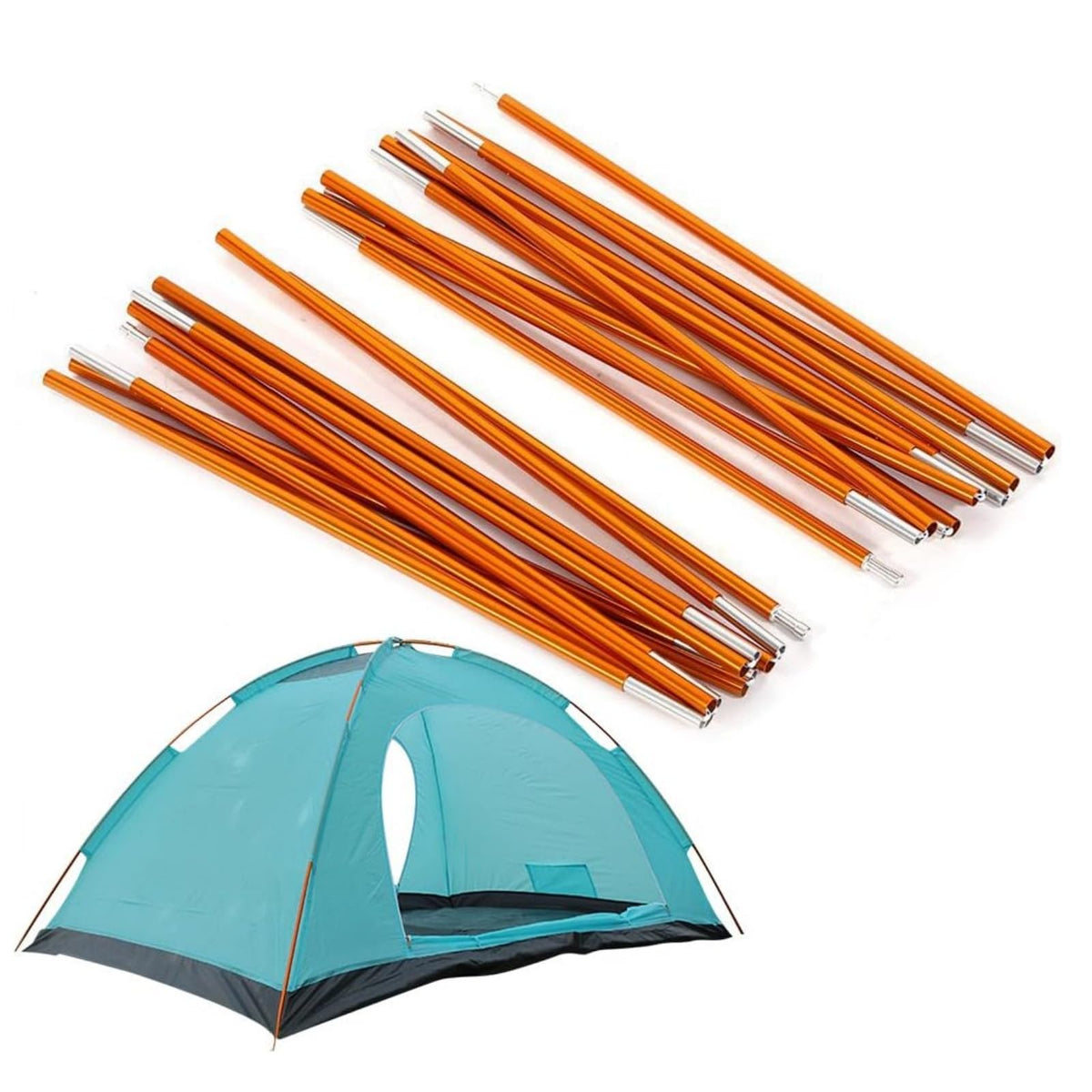 Aluminum Alloy Tent Poles Replacement, 2pcs Lightweight Aluminum Tent Pole, for Camping Hiking, Durable Collapsible Tent Poles, 142 inch/pc
