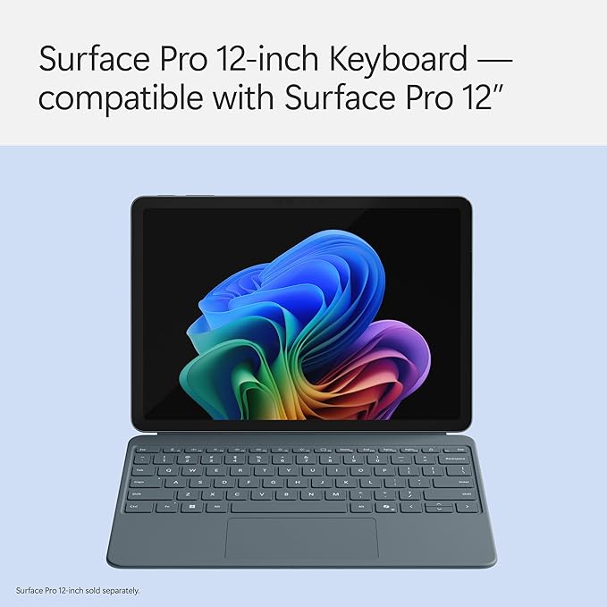 Microsoft Surface Pro Keyboard for Surface Pro 12" Device, Keyboard Only, Alcantara Material, Ocean
