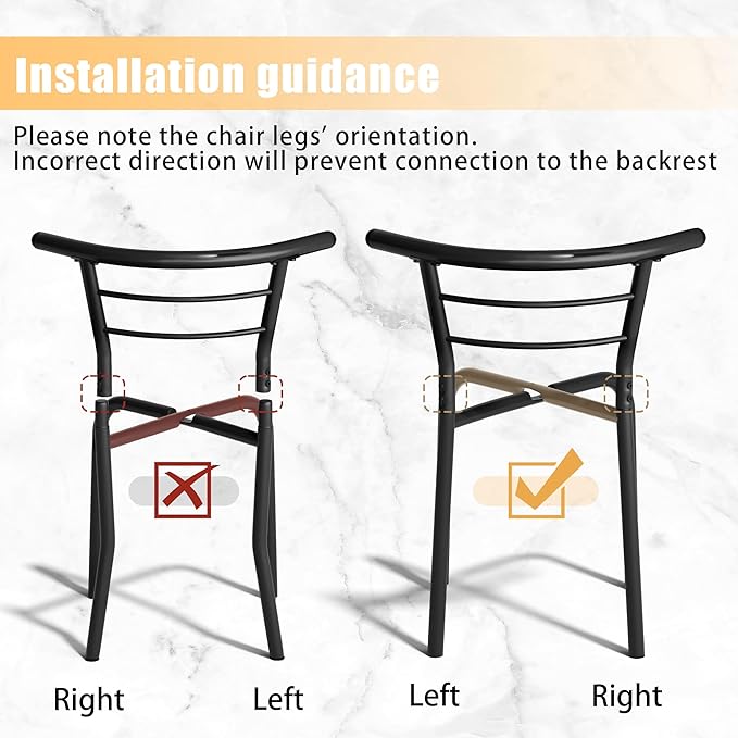 JUMMICO 3-Piece Wooden Round Table & Chair Set, Space Saving Kitchen Breakfast Nook Wood Grain Tabletop with Metal Frame and Built-in Wine Rack for Kitchen, Dining Room (Brown/Black)