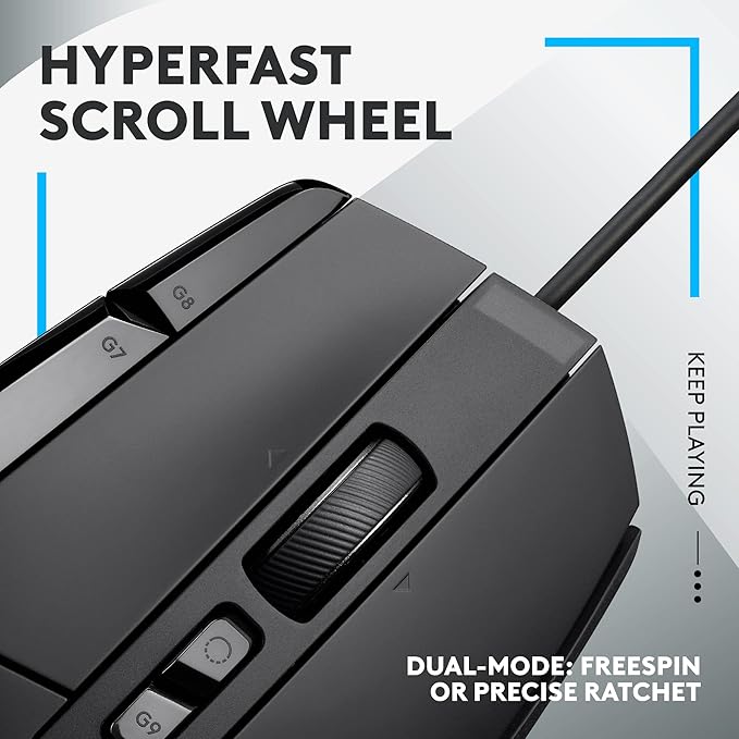 Logitech G502 X Wired Gaming Mouse - LIGHTFORCE Hybrid Optical-Mechanical Primary switches, Hero 25K Gaming Sensor, Compatible with PC - macOS/Windows - Black