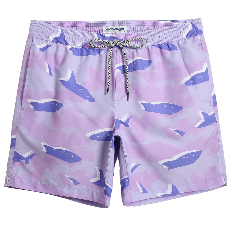 maamgic Mens Swim Trunks Quick Dry Swim Shorts with Mesh Lining Funny Swimwear Bathing Suits 7inch Purple Shark XX-Large