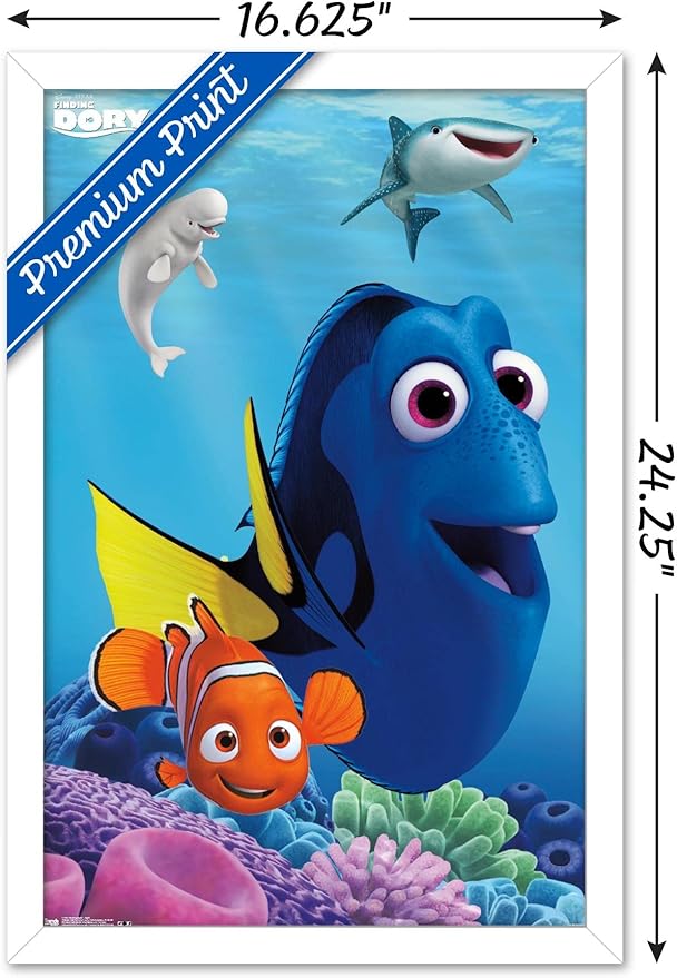 Trends International Disney Pixar Finding Dory - Dory Wall Poster, 14.725" x 22.375", White Framed Version