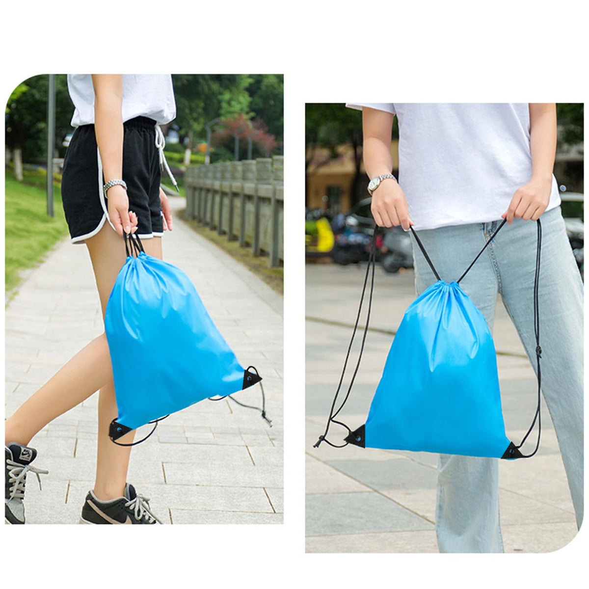INVODA Drawstring Backpack 4PCS Bulk String Backpack Drawstring Bags Sport Gym Cinch Bag Sackpack for Women Men (Blue)