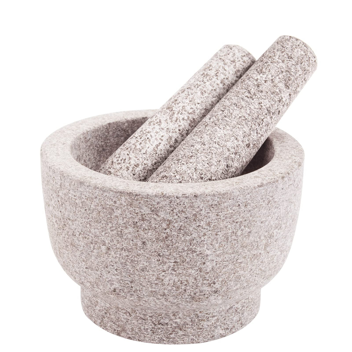 Comie Mortar and Pestle Set,Heavy Duty,Unpolished Granite,8Inch-5Cup Capacity,Grinder for Spices and Seeds,Grinding,Crushing and Mashing Spices,Nuts,for Guacamole,Garlic Sauce,Gray.
