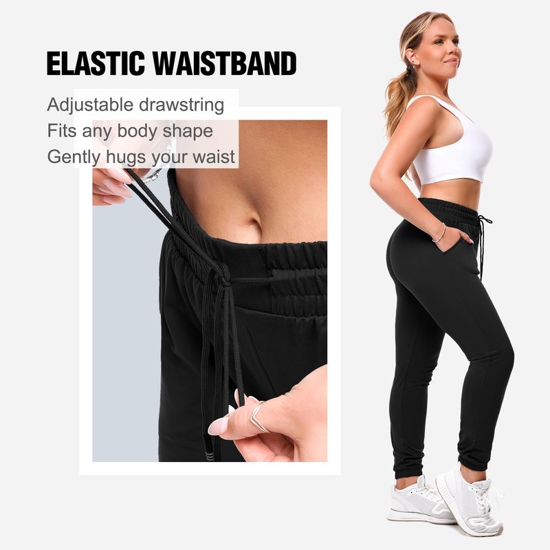 SINOPHANT Joggers for Women with Pockets Drawstring Sweatpants for Lounge Gym Yoga Black L
