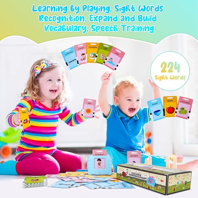 Talking Flash Cards for Toddlers, 3-6 Years, Language Skills, Animals, Educational Flashcards, Medium Size, Unisex, 112 Pieces