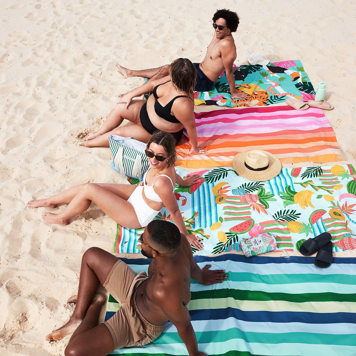 Dock & Bay Beach Towel - Quick Dry, Sand Free - Compact, Lightweight - 100% Recycled - Includes Bag - Havana Cabana - Set of 4 - Large (160x90cm, 63x35)