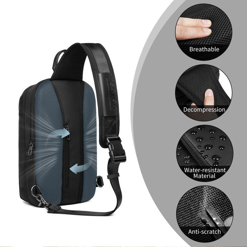 UMydeal Sling Bag for Men, Anti Theft Sling Backpack, Mens Crossbody Bag, Shoulder Chest Bag for Travel, Casual (Blue, Small)