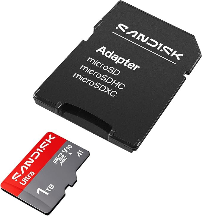 SANDISK 1TB Ultra microSD UHS-I Card - Up to 195MB/s Read Speed, Full HD Video, V10, U1, C10, A2 - SDSQUJQ-1T00-GZ6MA