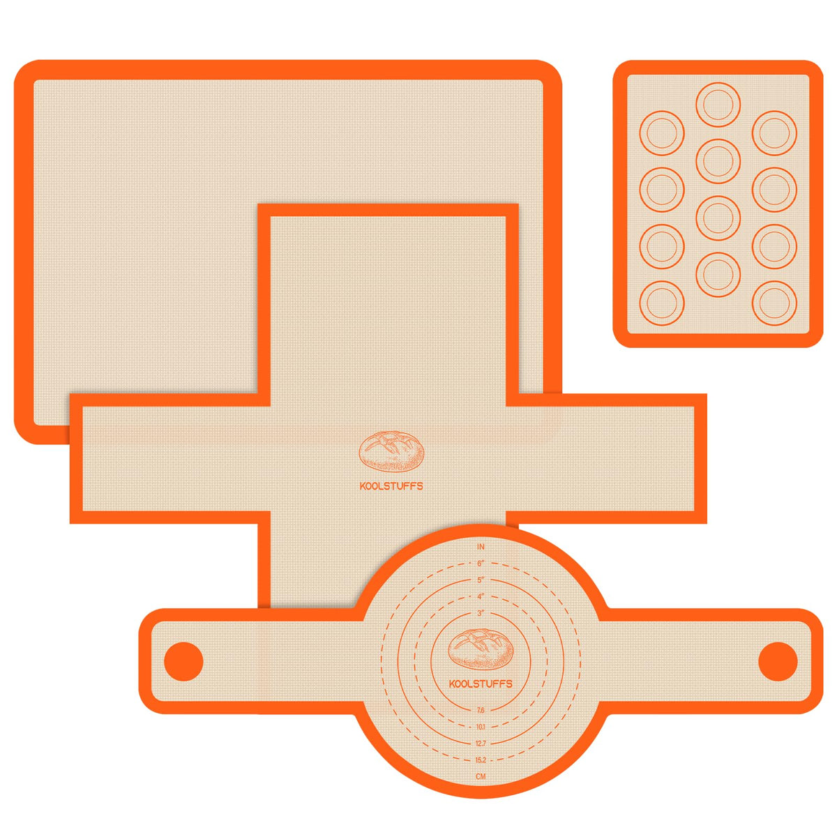 Koolstuffs Silicone Baking Mat, Nonstick and Reusable, 3 Pack