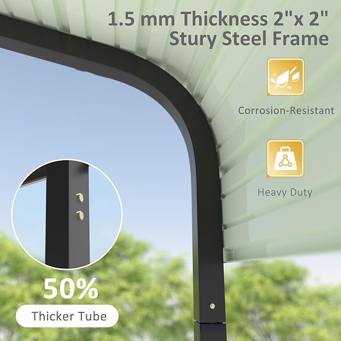 MUPATER 12' x 20' Outdoor Heavy Duty Metal Carport, Car Shelter Shade Garage, Carport Canopy with Heavy Metal Frame,Roof and Bolts for Car, Trucks, Boats, Grey