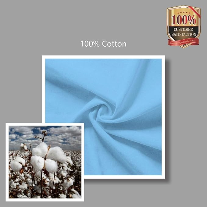TOPDesign 12-Pack Economical 16"x15" Baby Blue Cotton Tote Bag, Lightweight Medium Reusable Grocery Shopping Cloth Bags, Suitable for DIY, Advertising, Promotion, Gift, Activity