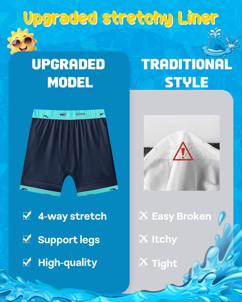 APTRO 2 in 1 Boy's Swim Trunks Quick Dry Kids Bathing Suits with Zipper Pockets Board Shorts G02-Green Fish 10-12