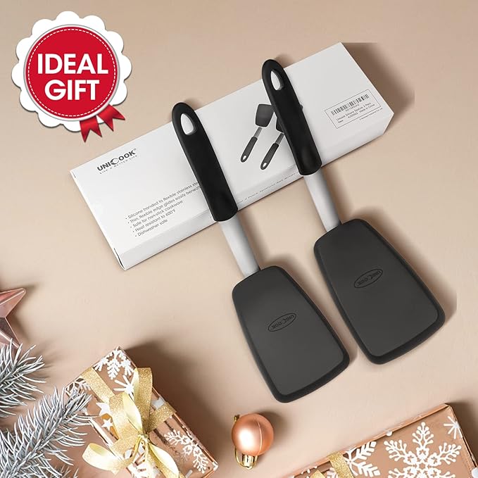 Unicook 2 Pieces Flexible Silicone Spatula Set for Kitchen Use, Food Grade