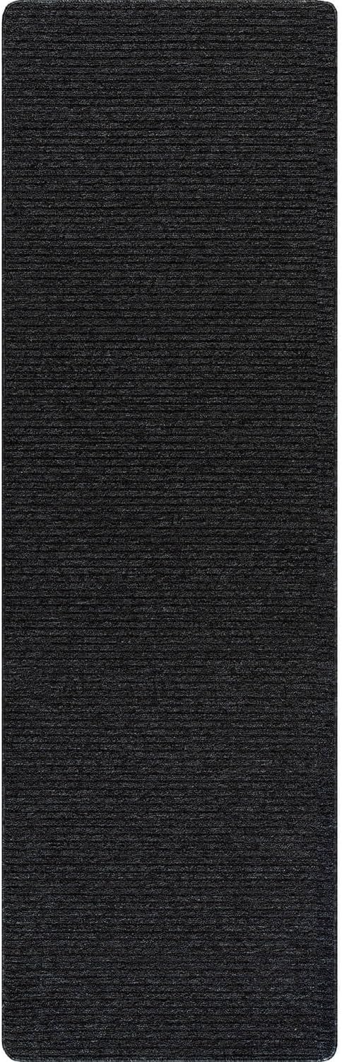 Non Slip Dark Gray Solid Rubber Back Thing Runner Rugs for Living Room 2x7 for Kitchen, Rug for Bedroom and Hallway, Stain Resistant Easy Cleaning Non Shedding Carpet Dark Gray 2 x 7