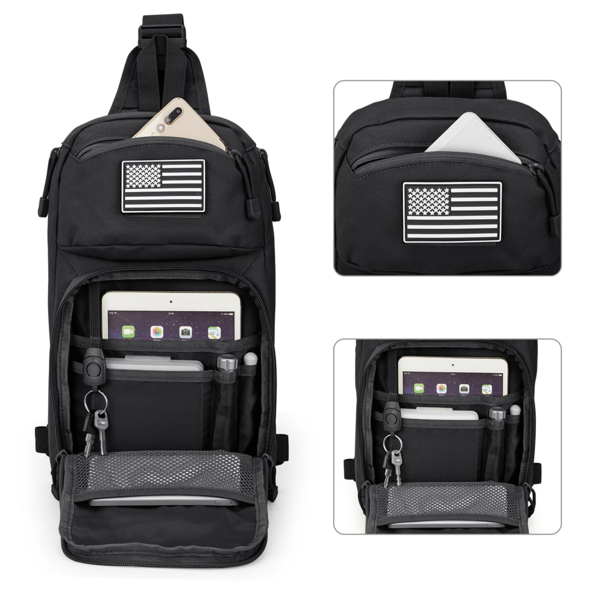 G4Free 10L Tactical EDC Sling Bag Backpack Military Molle Chest Shoulder Assault Pack for Concealed Carry(Black)