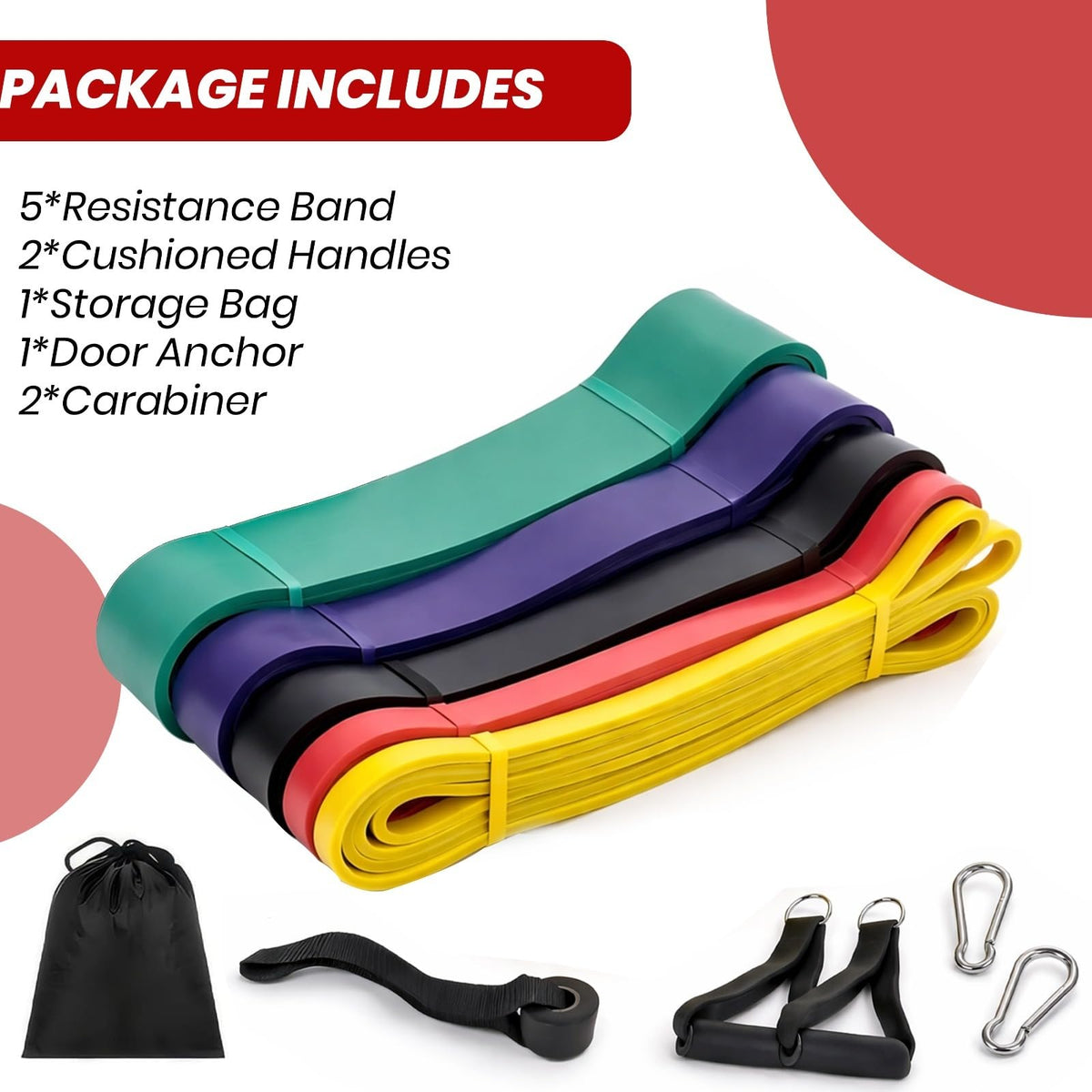Pull Up Assistance Bands Set for Men & Women – Resistance Bands for Workout, Exercise, Body Stretching, Muscle Training, and Physical Therapy