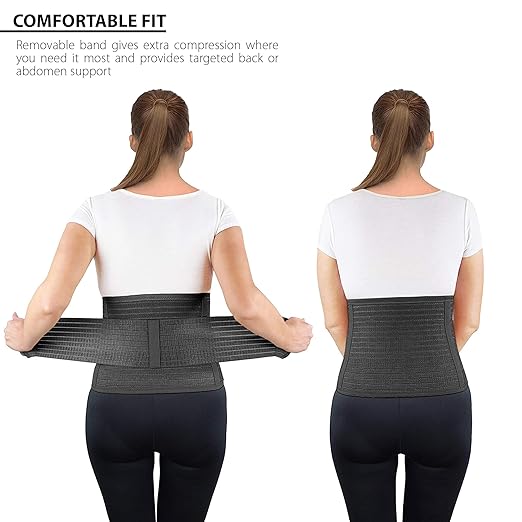 ORTONYX Abdominal Binder for Postpartum, C-Section, and Hernia Support - Belly Band for Women and Men - Adjustable Velcro, Breathable Fabric, Lower Back Support - Black XXL