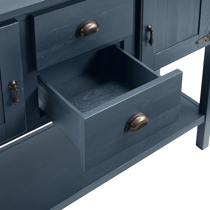 LKTART Solid Wood Farmhouse Console Table,Sofa Table with Storage Drawers and Shelves,Entryway Table for Entry Hallway Foyer,EasyAssembled (48" Navy Blue)