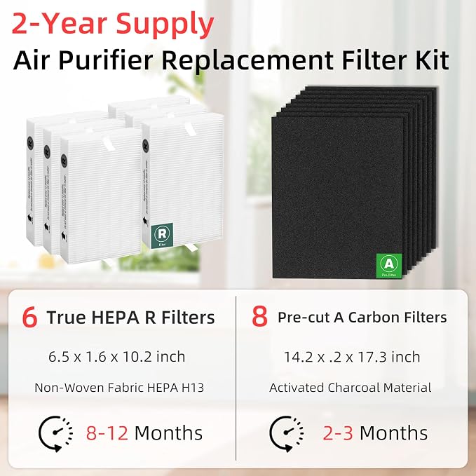 HPA300 HEPA Filter Replacement for Honeywell Air Purifier 6 HEPA R Filters and