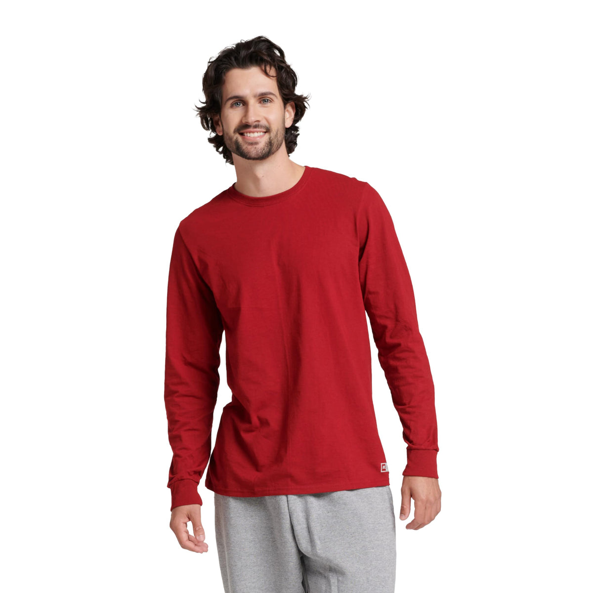 Russell Athletic Mens Cotton Performance Long Sleeve T-Shirt, Cardinal, L