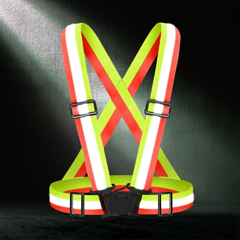 Fepdiu High Visibility Reflective Vest Safety Vest Running Reflective Gear Adjustable Reflective Vest for Walking,Jogging,Hiking,Night Cycling (Black)