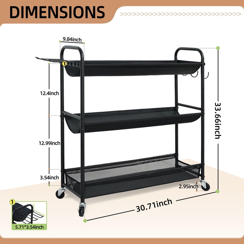 STORAGE MANIAC Basketball Rack 3-Shelf Training Stand with Wheels