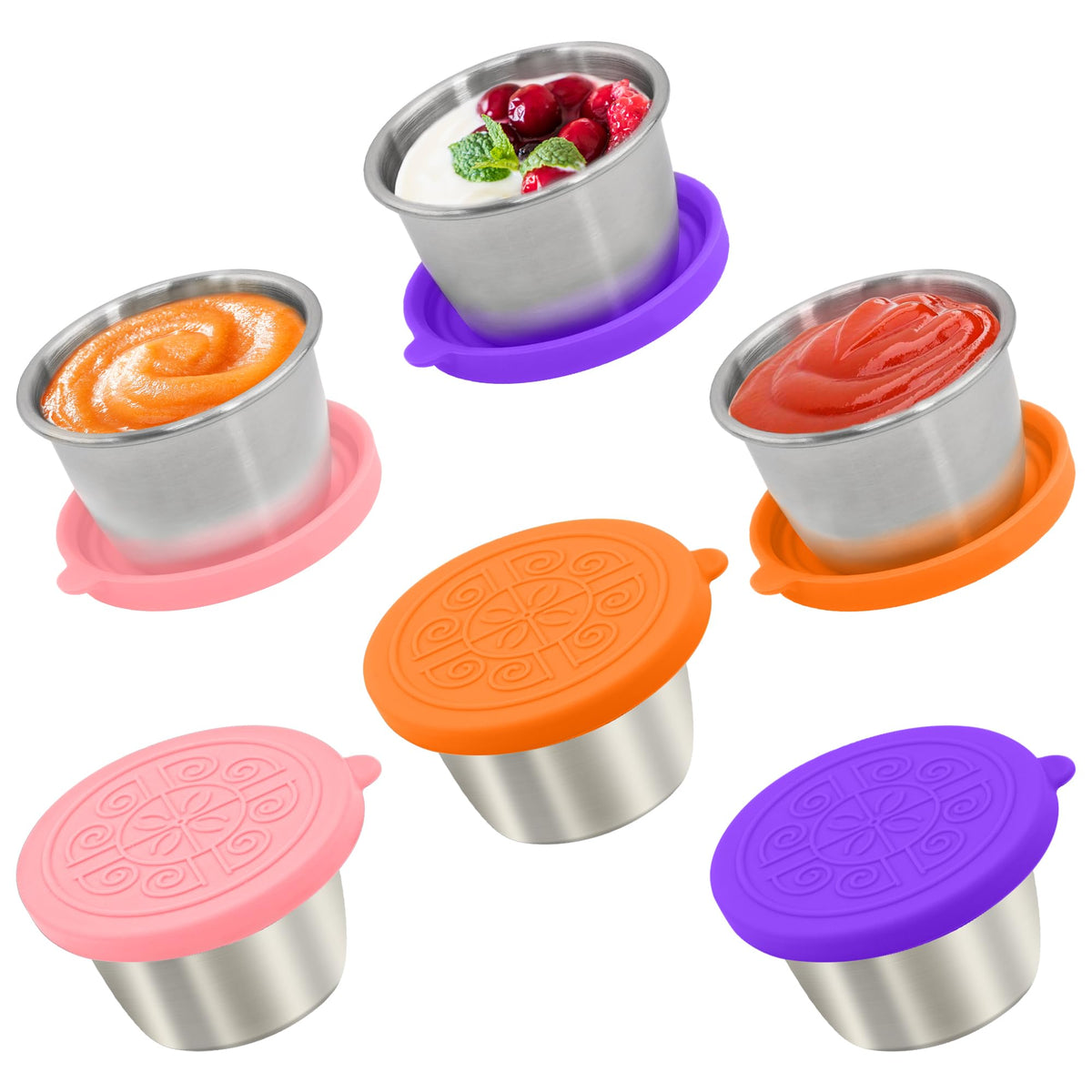 6x1.6 Oz Salad Dressing Containers With Lids, Small Leakproof Reusable Stainless Steel Salad Dressing Container To Go For Lunch Boxes,Sauce containers, Picnics,Travel Meal Prep And Kitchen Storage.