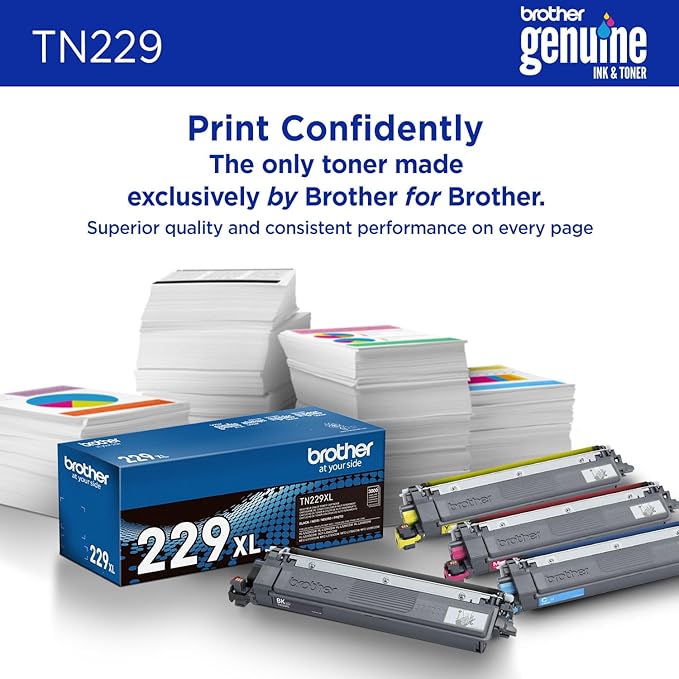 Brother Genuine TN229C Cyan Standard Yield Printer Toner Cartridge - Print up to 1,200 Pages(1)